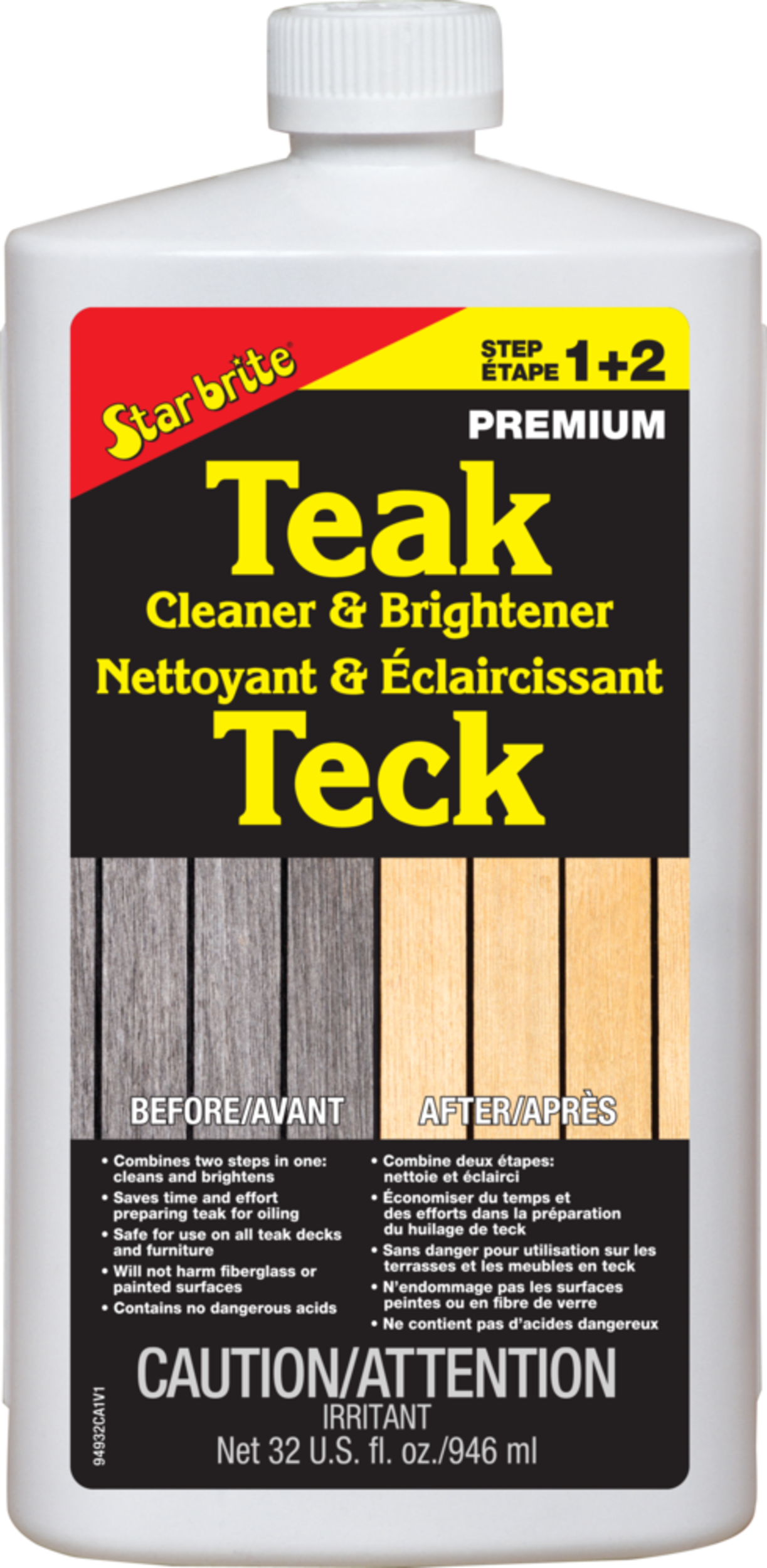Starbrite Teak Cleaner and Brightener for Wooden Surfaces, 946-ml Front_Flat