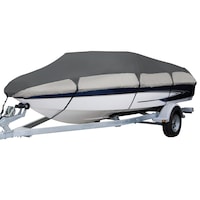 Classic Accessories Orion Deluxe Water Resistant Boat Covers, Grey, 20-22 ft Front_Three_Fourths_Angled_Left
