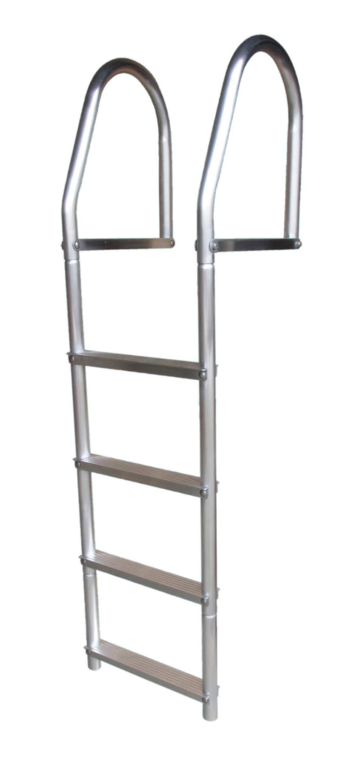 Dock Edge Dolphin™ 4-Step Aluminum Dock Ladder, Grey, 51.5-in L x 14-in W Front_Angled_Left