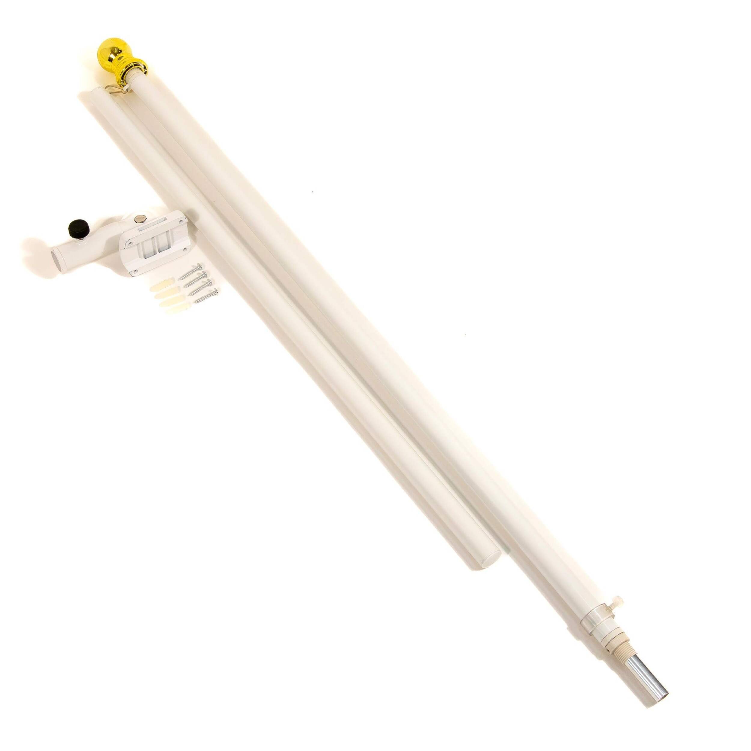 Flags Unlimited Aluminum Spinning Flagpole Kit, 6-ft, White Composite_or_Mixed