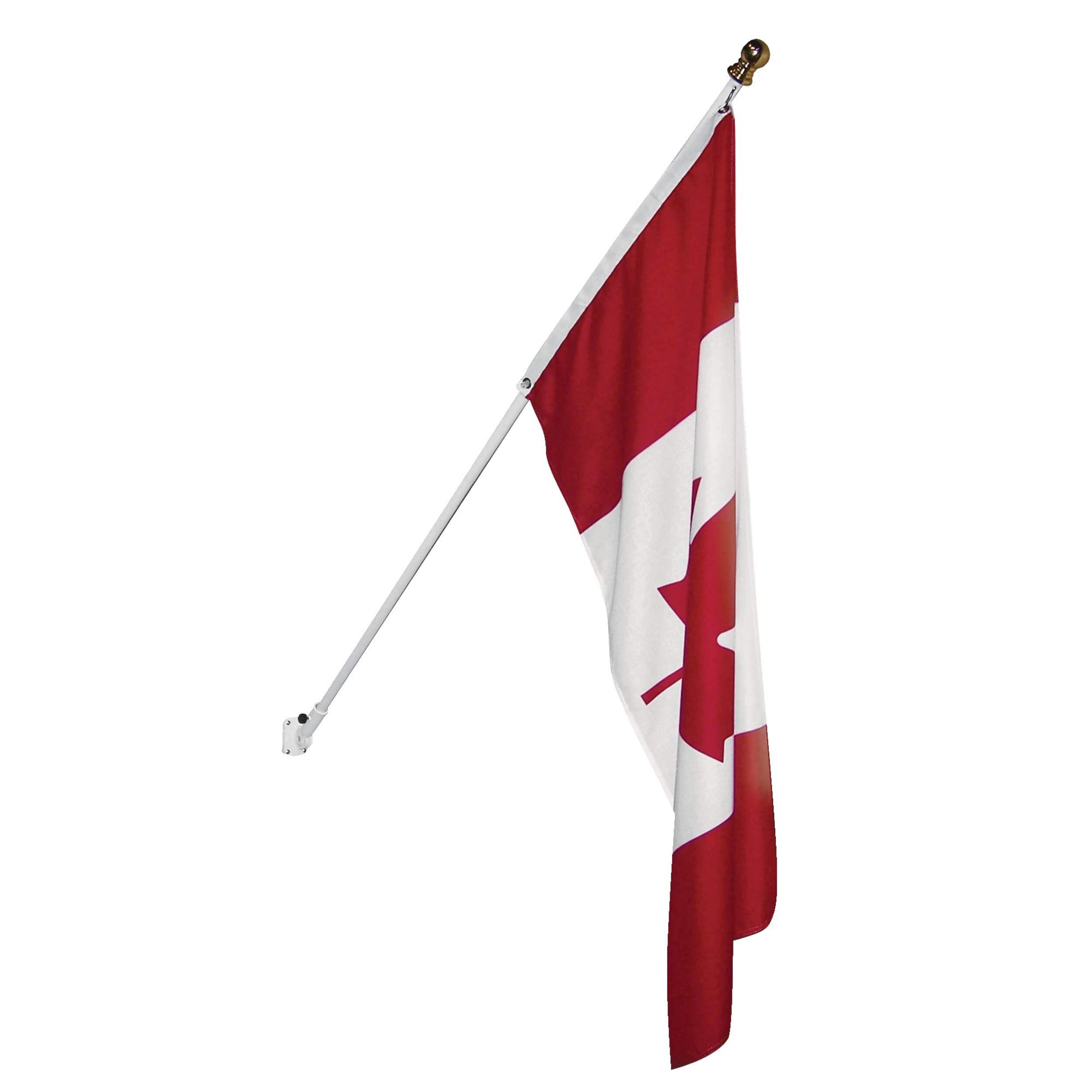 Flags Unlimited Steel Spinning Flagpole Kit, 6-ft, White Front_Three_Fourths_Angled_Right