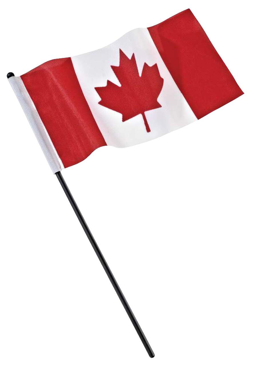 Small Boat Canada Flag with 14-in Plastic Pole, 5 x 10-in