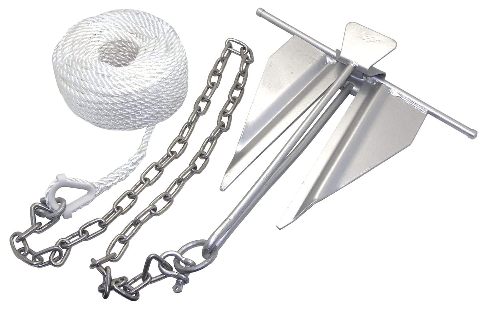 Leopard Galvanized Slip Ring #7 Anchor Kit, Includes Chain & Rope 5-lb ...