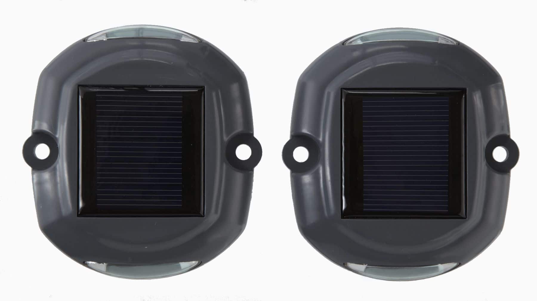 Dock Edge Wireless Solar LED Dock Lights, Waterproof, 2-pk, Grey