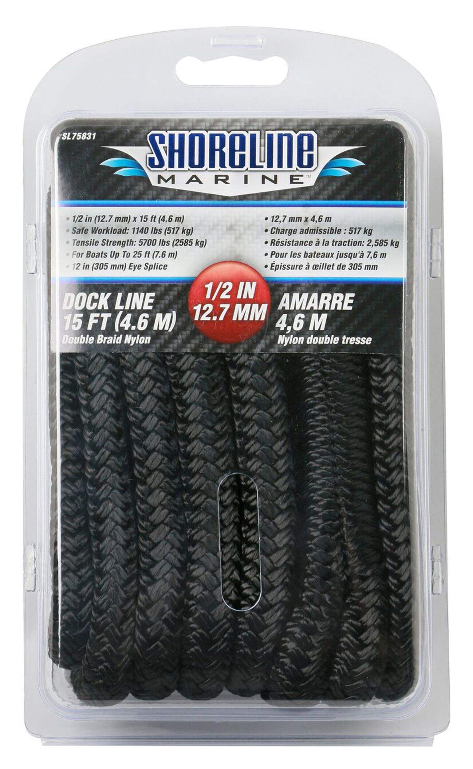 DOCKLINE 1/2X15' BLK