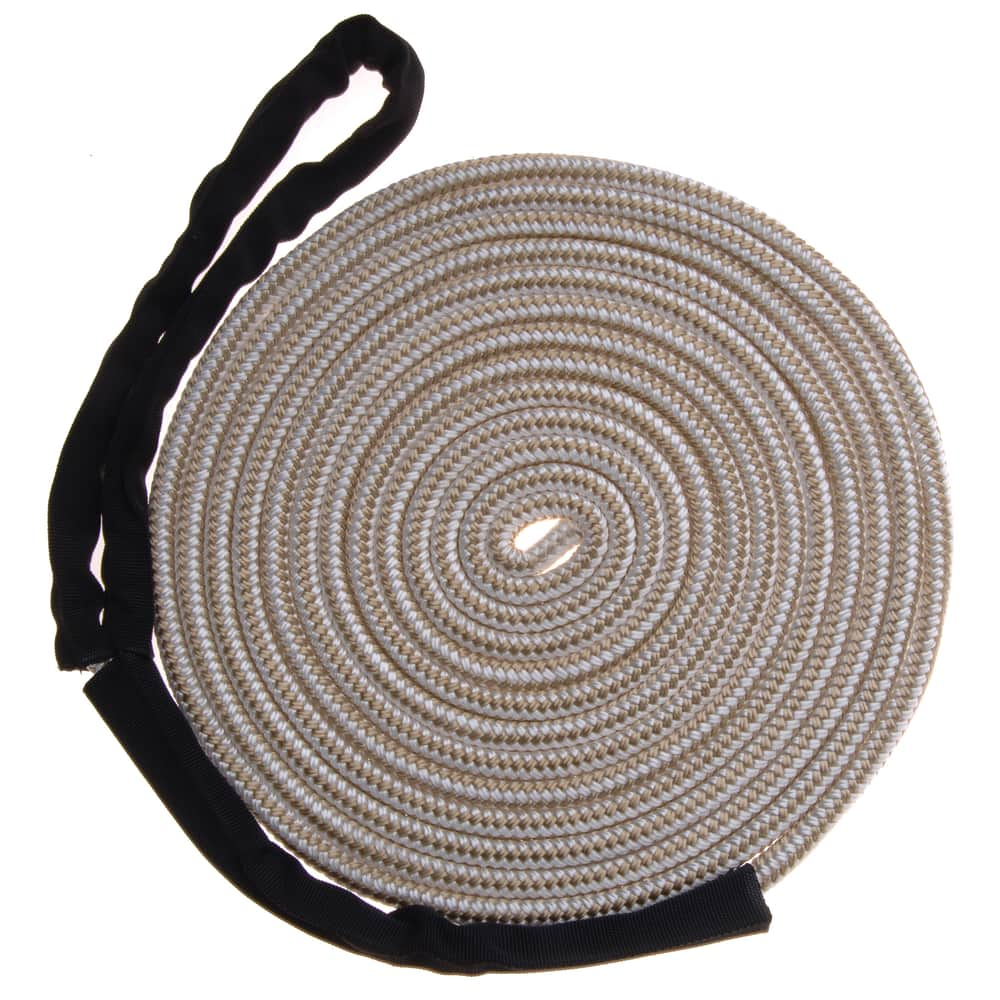 Blueline Mooring Nylon Dock Line/Rope, with Chafe Guard, White, 1/2-in ...