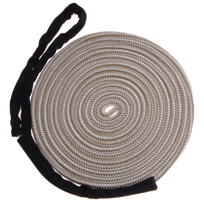 Blueline Mooring Nylon Dock Line Rope, With Chafe Guard, White, 1 2-in 