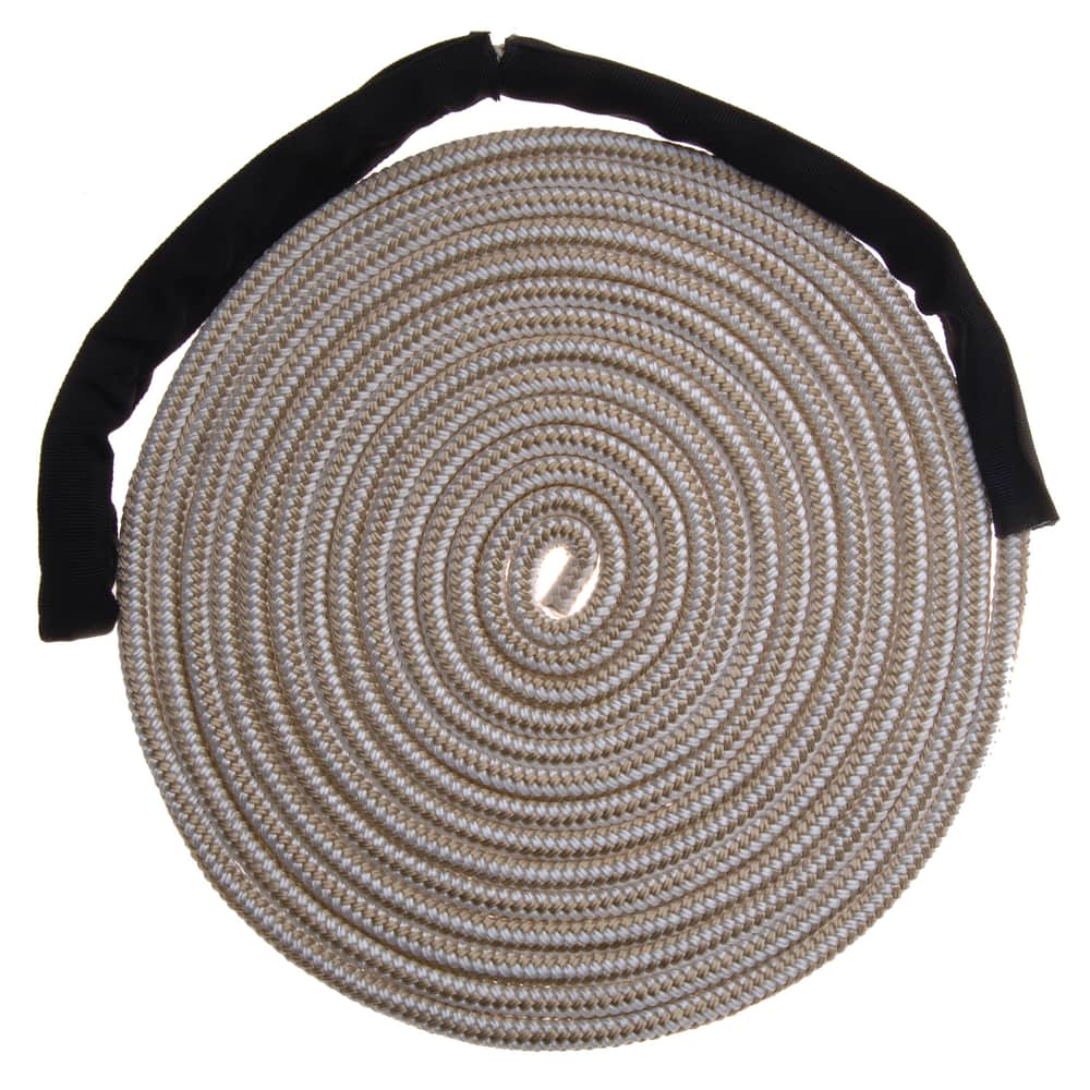 Blueline Mooring Nylon Dock Line/Rope, with Chafe Guard, White, 1