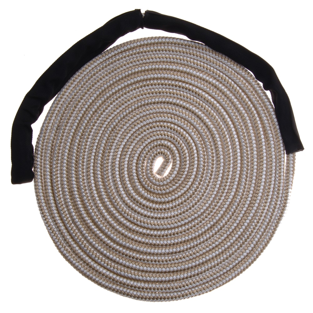 Blueline Mooring Nylon Dock Line/Rope, with Chafe Guard, White, 1/2in