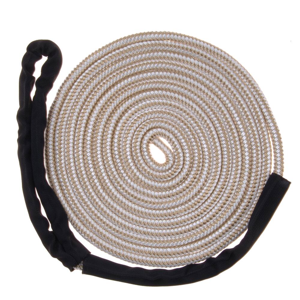 Blueline Mooring Nylon Dock Line/Rope, with Chafe Guard, White, 1/2-in ...