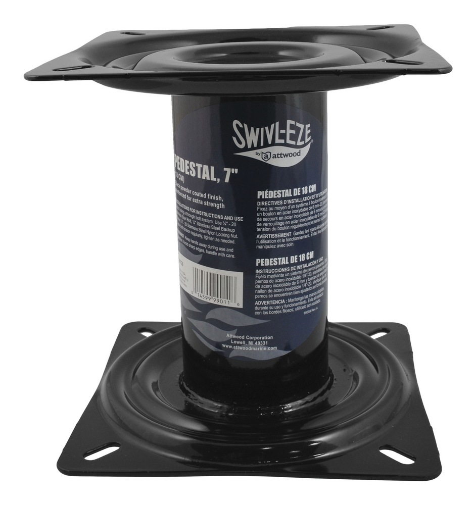 Leopard Economy Pedestals for Boat Seat, Black Powder Coated, 7in