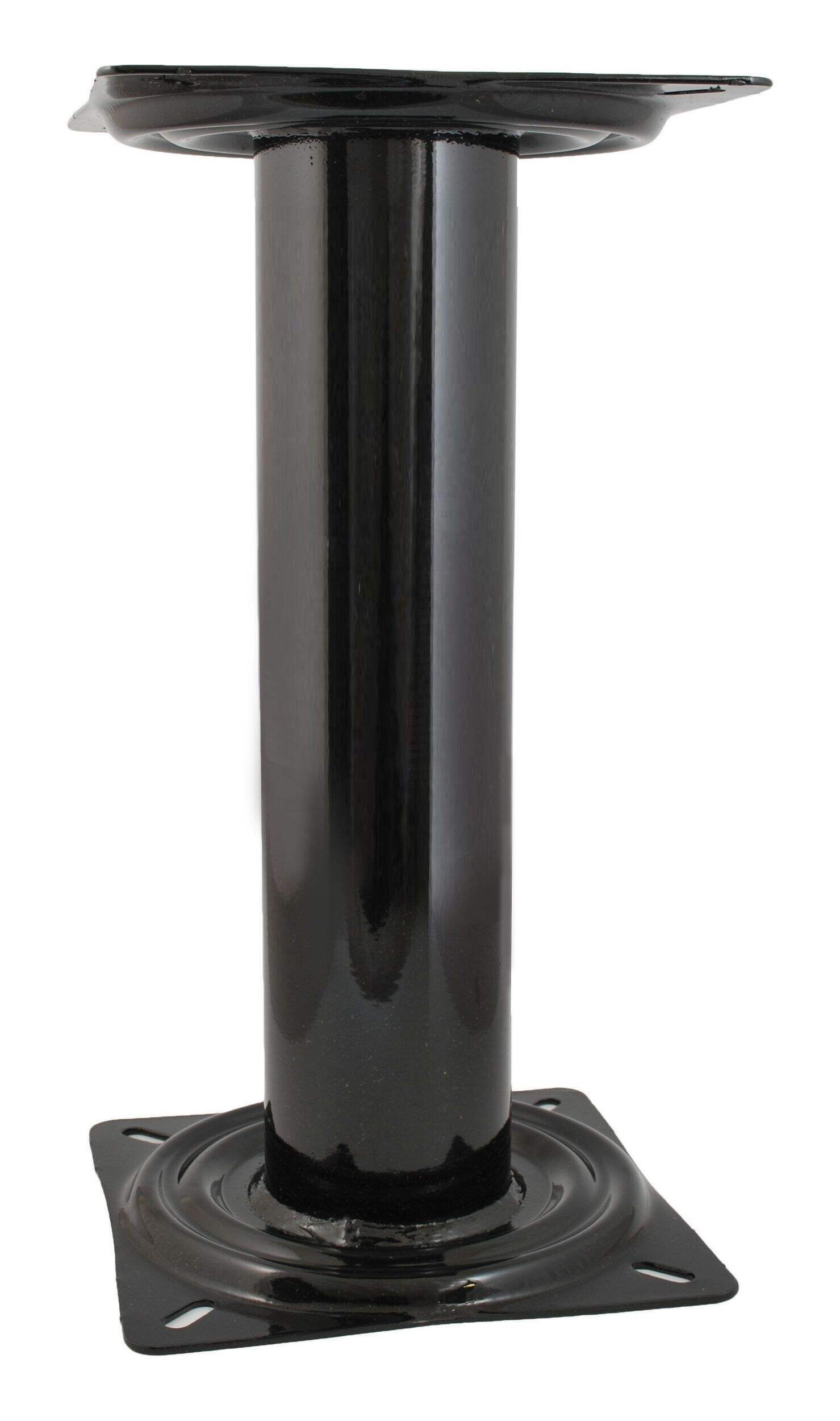 Leopard Economy Pedestals for Boat Seat, Black Powder Coated, 6.1-in Front_Three_Fourths_Angled_Right
