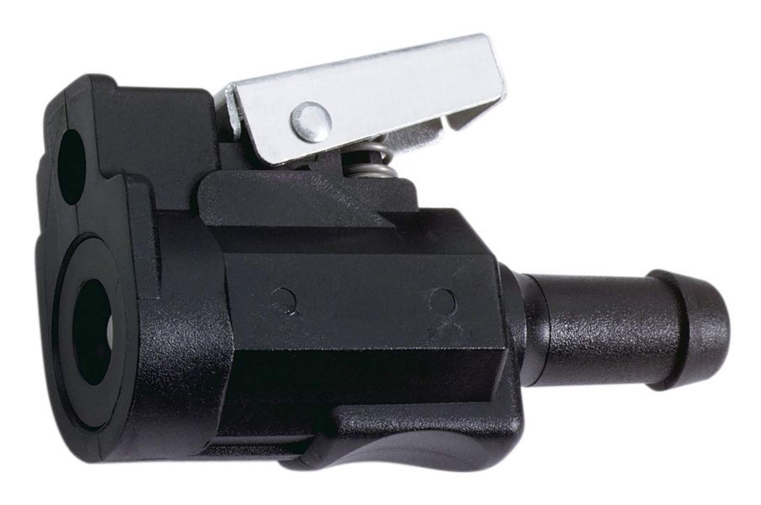 Quick-Connect Hose/Tank Fitting for Use with Mercury/Yamaha/Honda Engines Front_Three_Fourths_Angled_Left