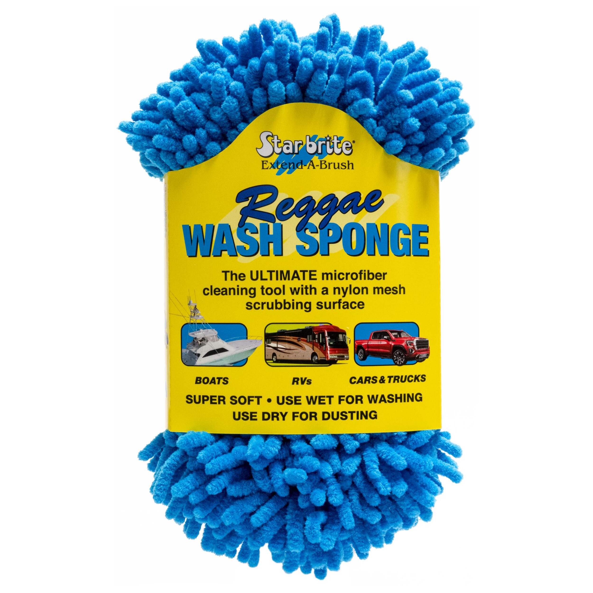 Star Brite Microfibre Reggae Sponge, Machine washable, Blue Front_Flat