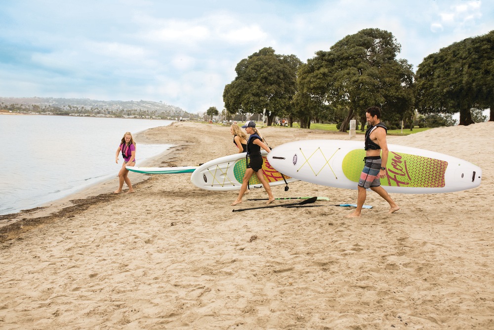 Pelican Flow 106 1Person Stand Up Paddle Board, White/Green, 10.6ft