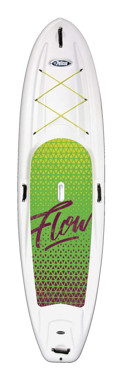 Pelican Flow 106 1-Person Stand Up Paddle Board, White/Green, 10.6