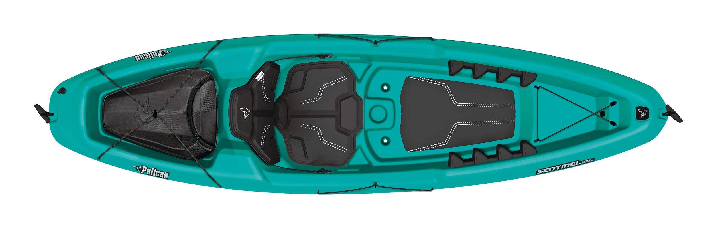 Pelican Sentinel 100X EXO Recreational 1-Person Kayak, Seafoam/White, 9.6-ft Overhead_Flat