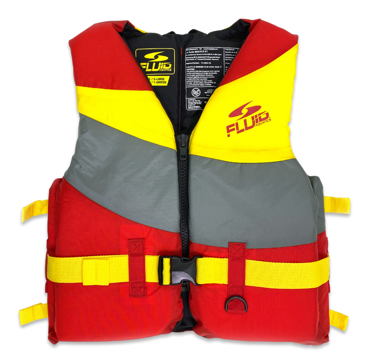 Fluid Deluxe Adult Nylon PFD/Life Jacket, Assorted Colours, Large