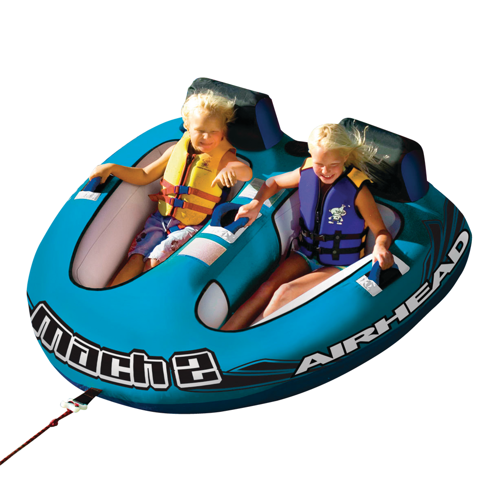 Blue Airhead AHM2-2 Mach 2 Inflatable 2 Rider Cockpit Lake Water Towable Tube 