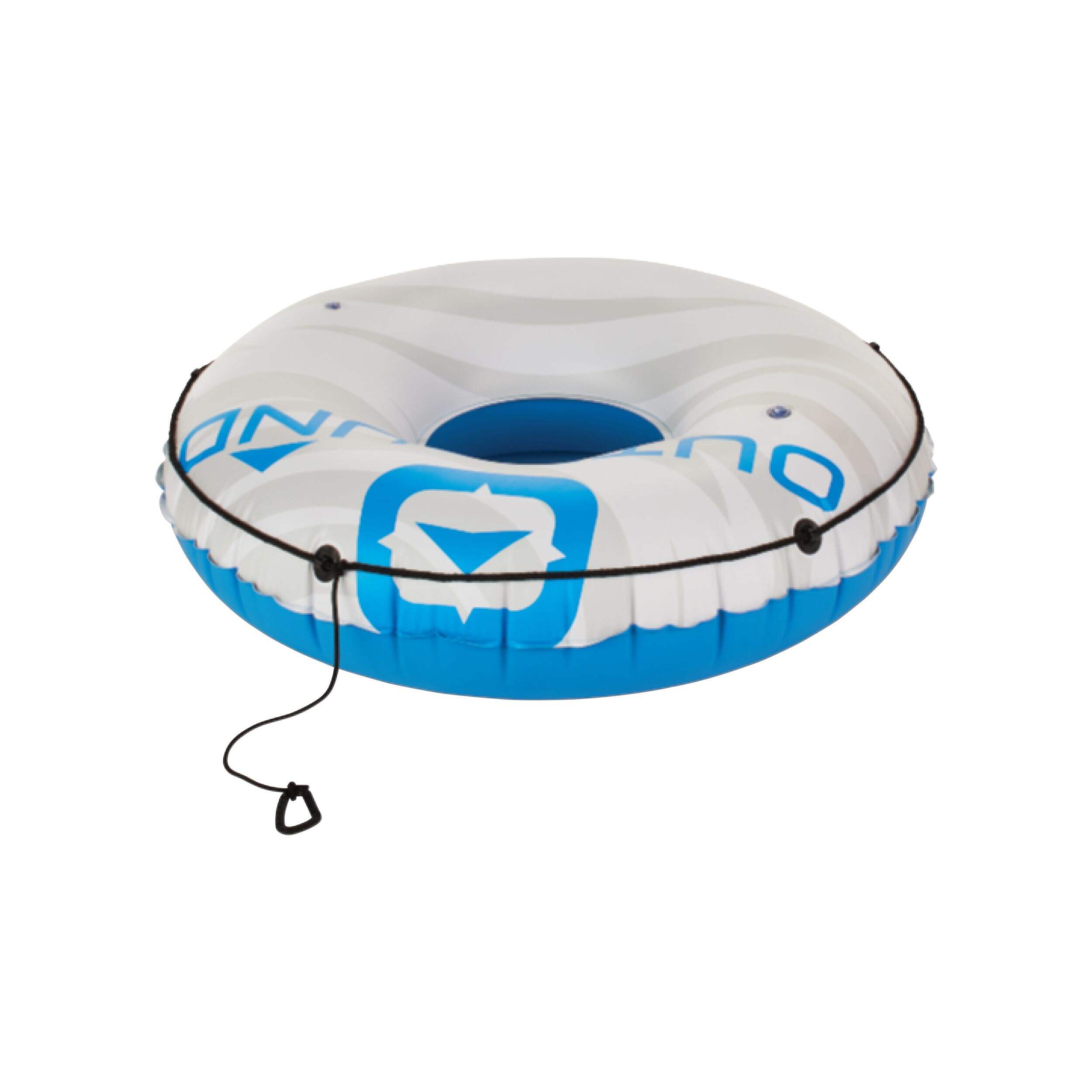 Bouée/anneau flottant gonflable raccordable pour 1 personne pour lac/rivière Outbound, blanc/bleu, 47 po Front_Flat