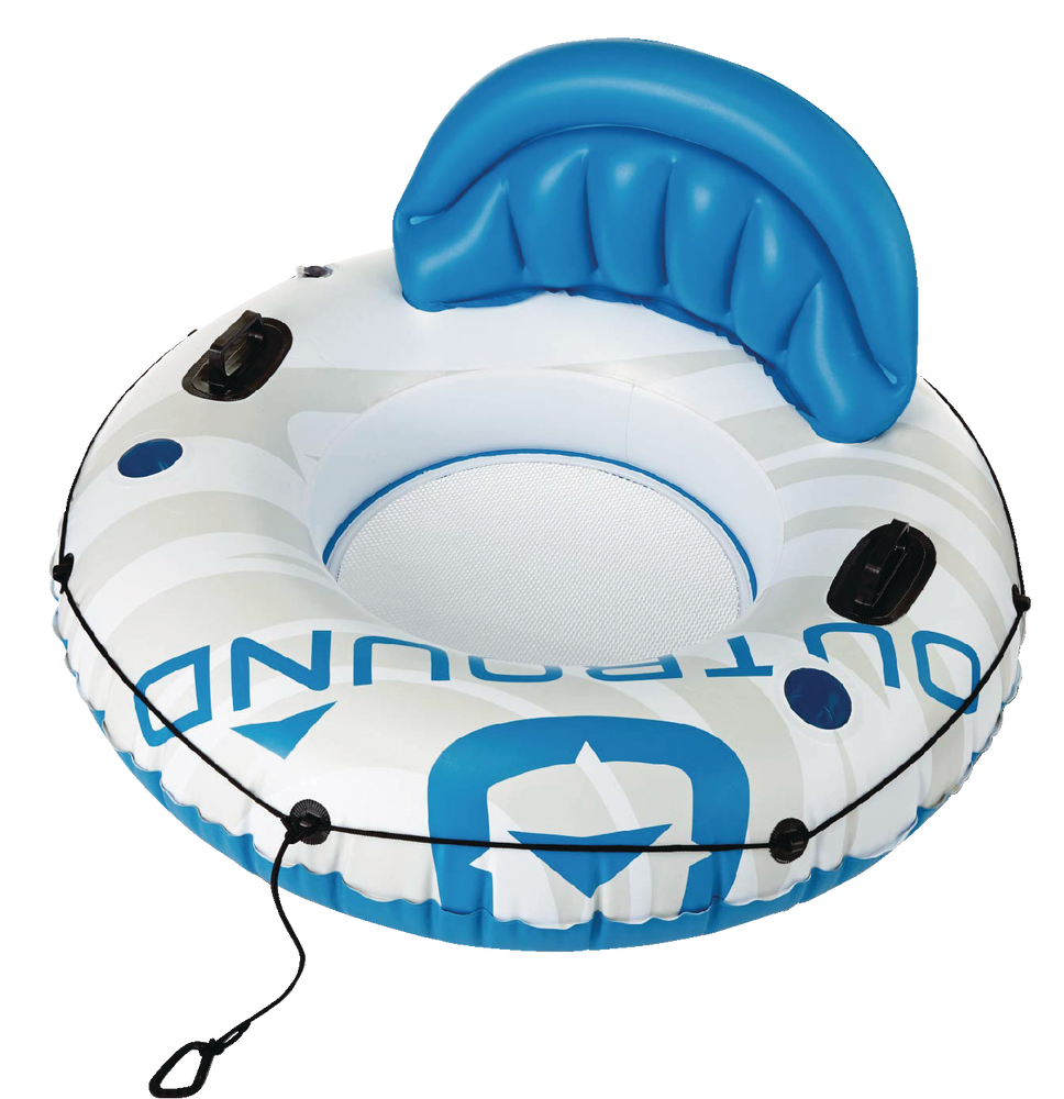 Outbound Inflatable Floating River/Lake Connectable 1Person Tube/Ring, White/Blue, 51in