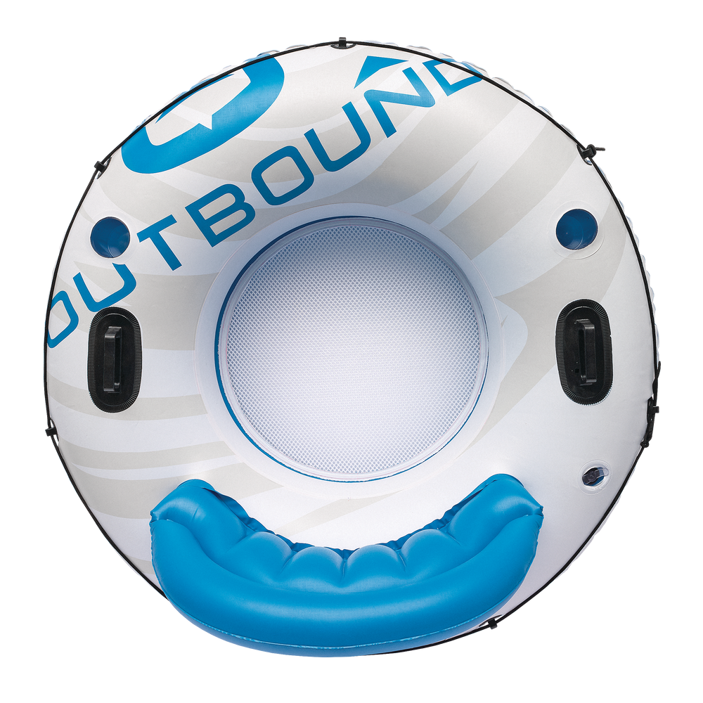 Outbound Inflatable Floating River/Lake Connectable 1Person Tube/Ring, White/Blue, 51in