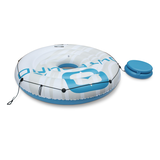 Outbound Inflatable Multi-Person Party Island Float w/Cooler for Rivers/Lakes, White/Blue Front_Angled_Right