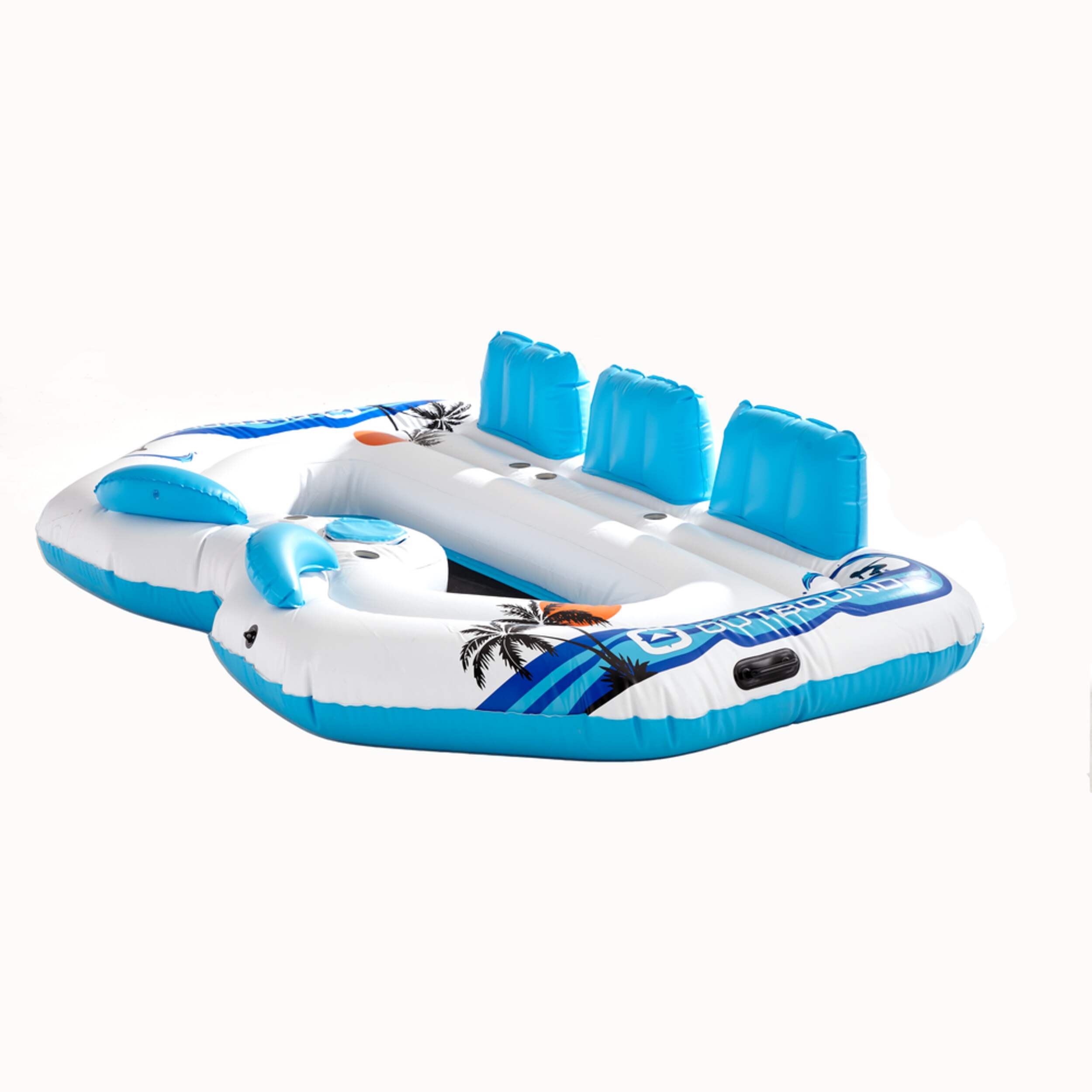 Outbound Floating Party Island Lake Inflatable, 5-person Front_Angled_Left