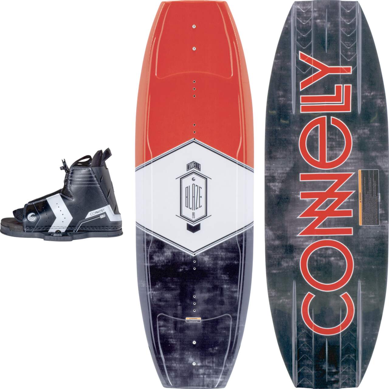 Connelly Blaze Youth/Adult 1-Person Wakesurf Board Set w/Boots, White/Red,  4.6-ft