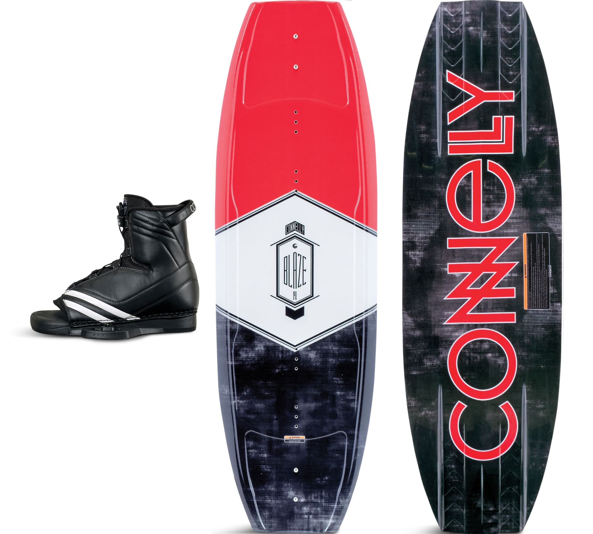 Connelly Blaze Youth/Adult 1-Person Wakesurf Board Set w/Boots, White/Red,  4.6-ft