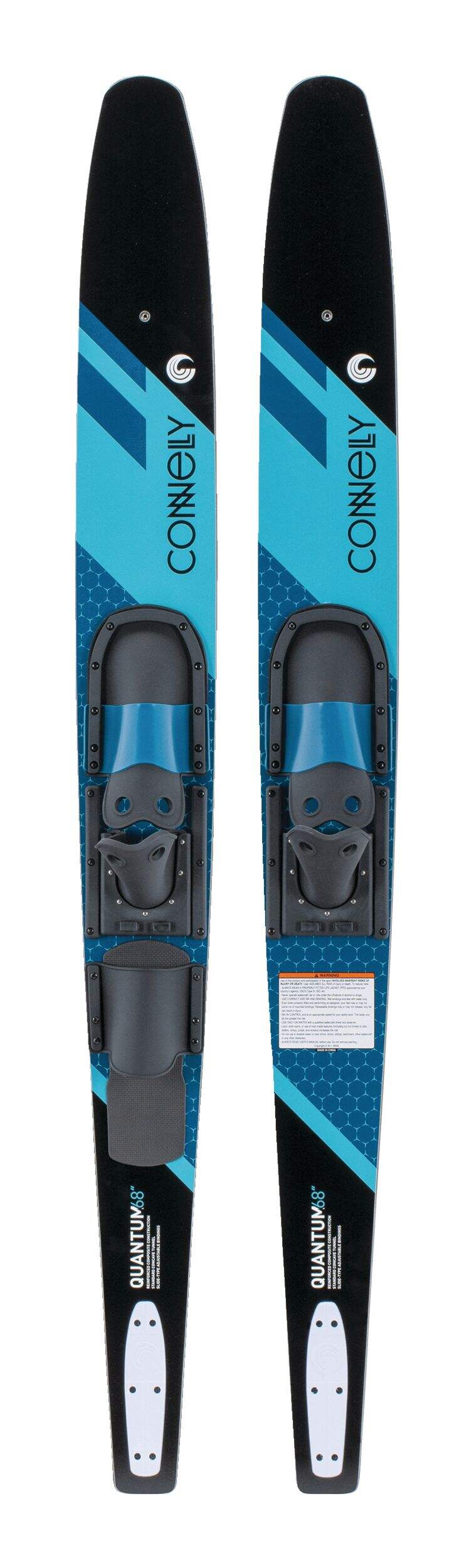 Connelly Quantum Combo Youth/Adult Water Skis, Blue/Black, 68-in Overhead_Flat