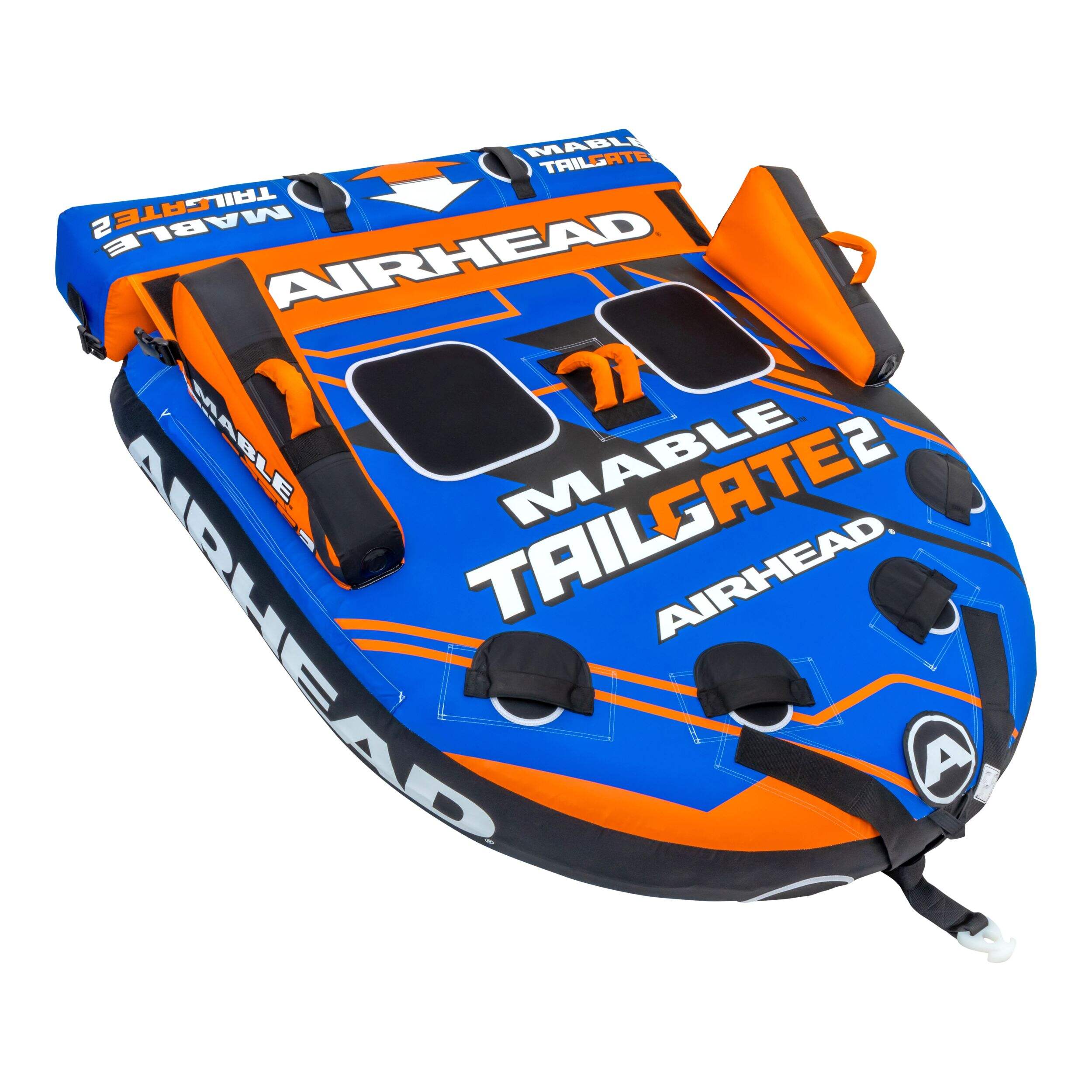 Airhead Mable Tailgate Towable Tube, 2-Person, Blue Front_Angled_Right