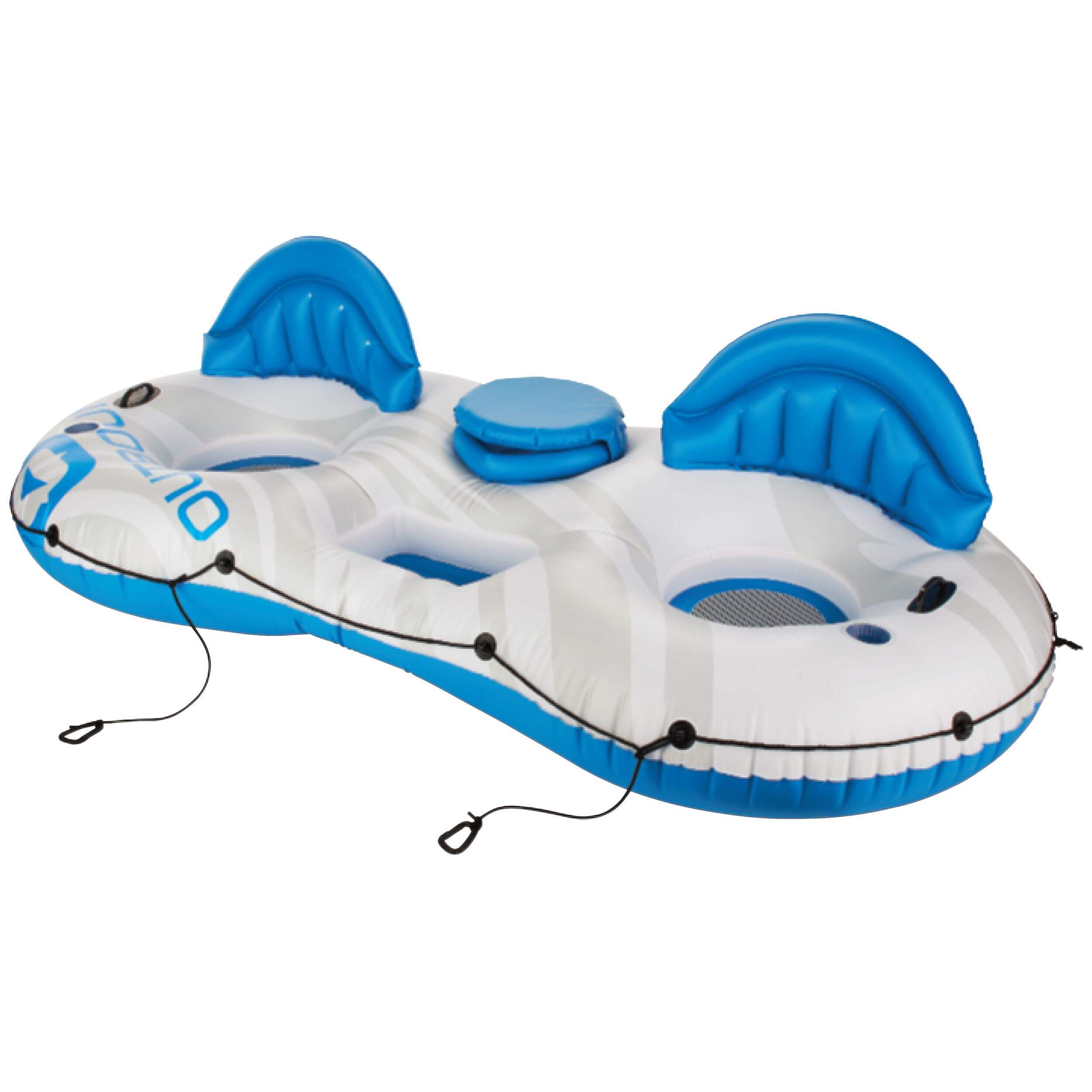 Outbound Inflatable Lake Connectable Tube, 2-Person, White/Blue Front_Three_Fourths_Angled_Left