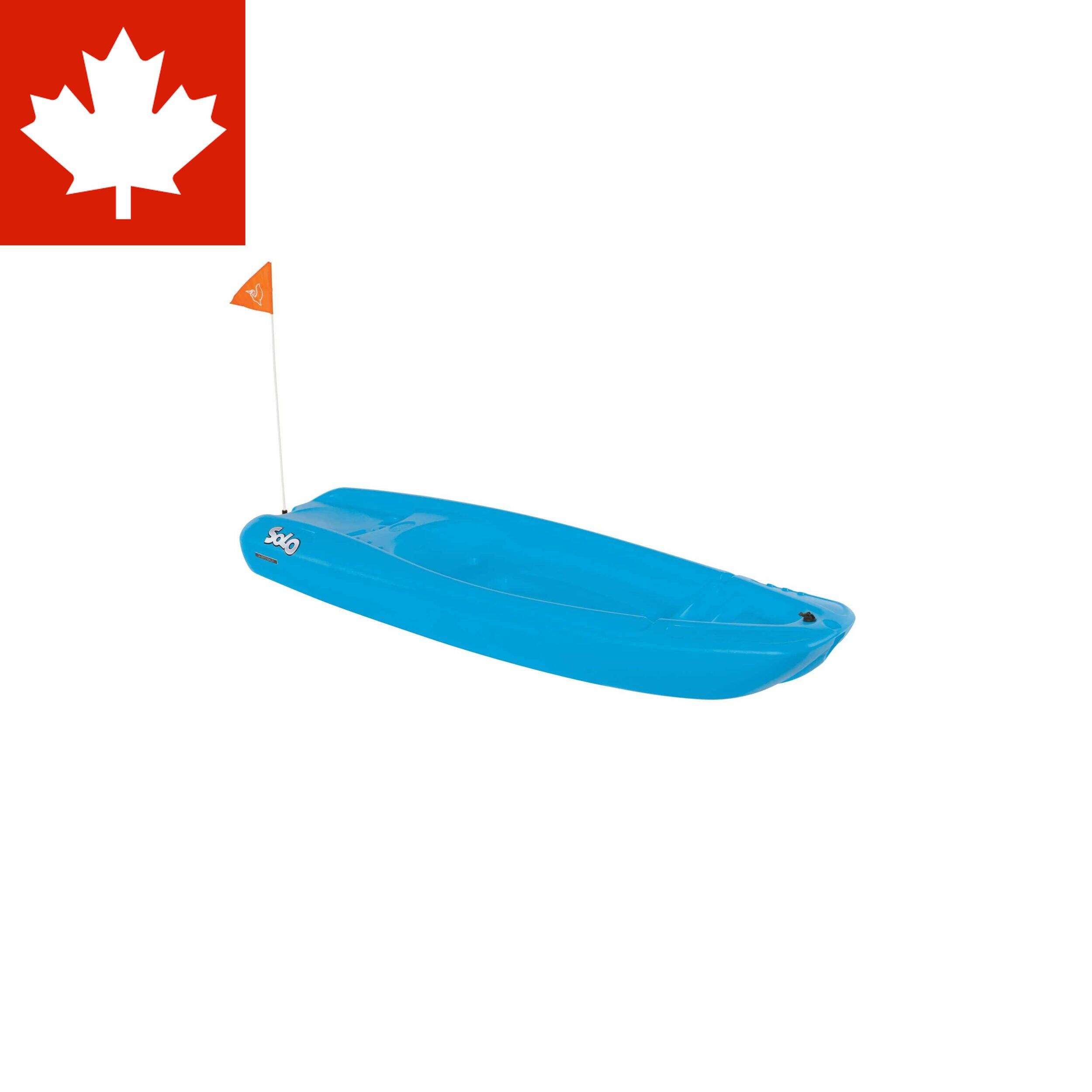 Pelican Solo Kids Sit-on Recreational 1-Person Kayak, Blue, 6-ft Overhead_Flat
