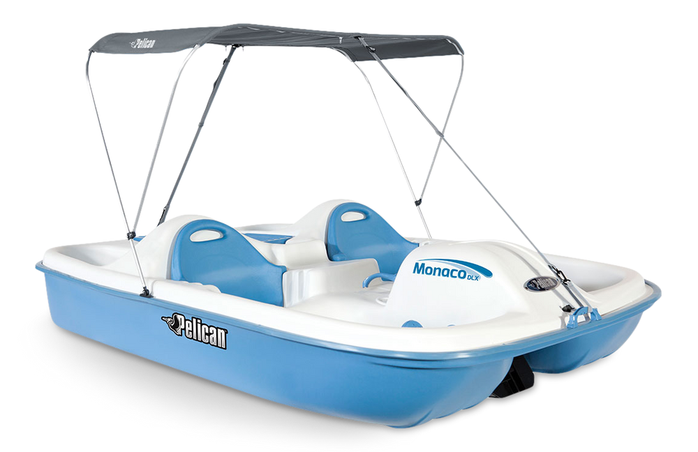 Pelican Monaco DLX 5Person Pedal Boat w/Canopy, White/Blue Azure, 7.5