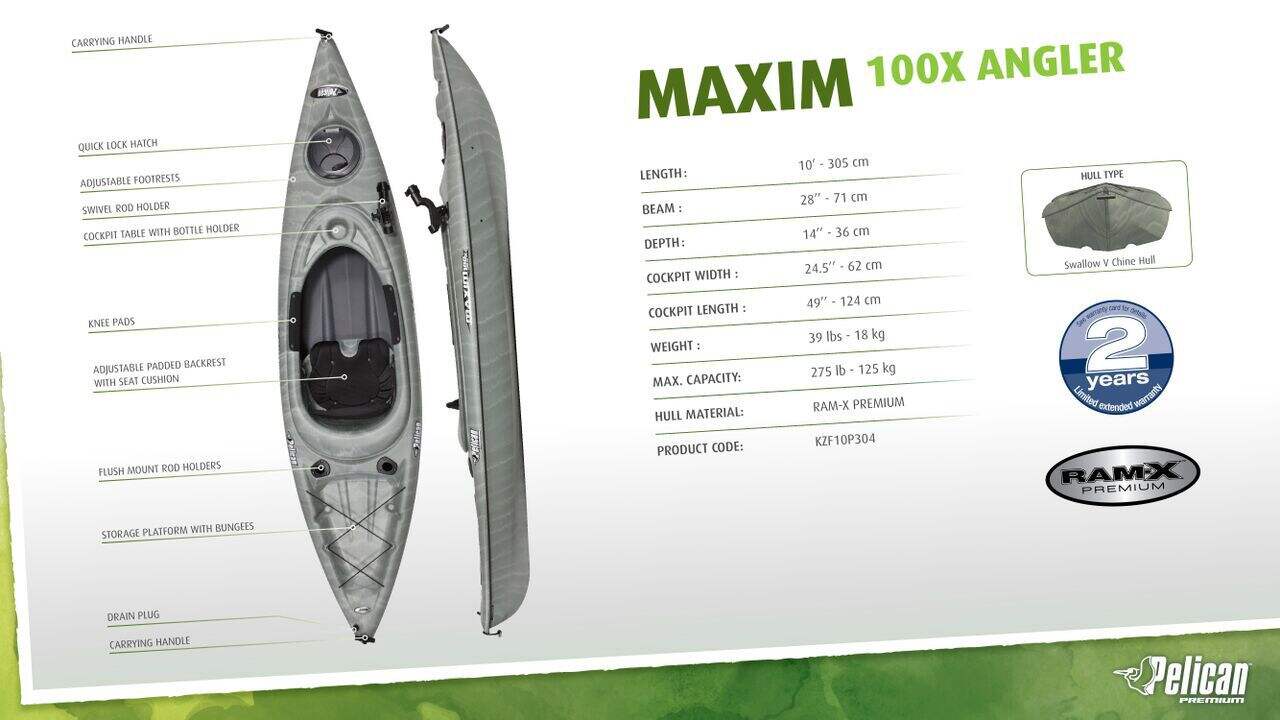 Pelican Maxim 100X Fish Kayak, 10-ft
