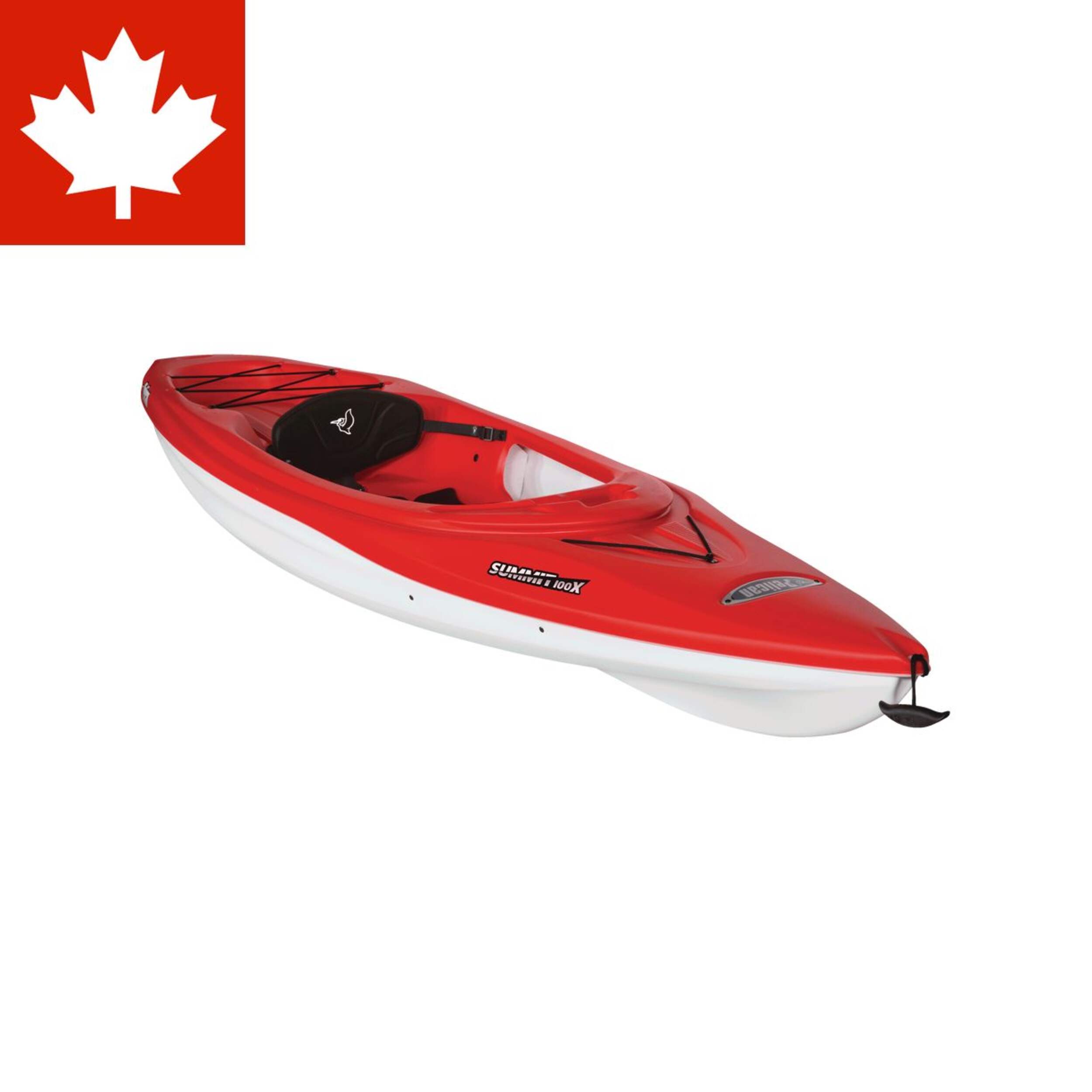 Pelican Summit 100X Sit-In 1-Person Kayak, Fireman Red/White, 10-ft Front_Three_Fourths_Angled_Right
