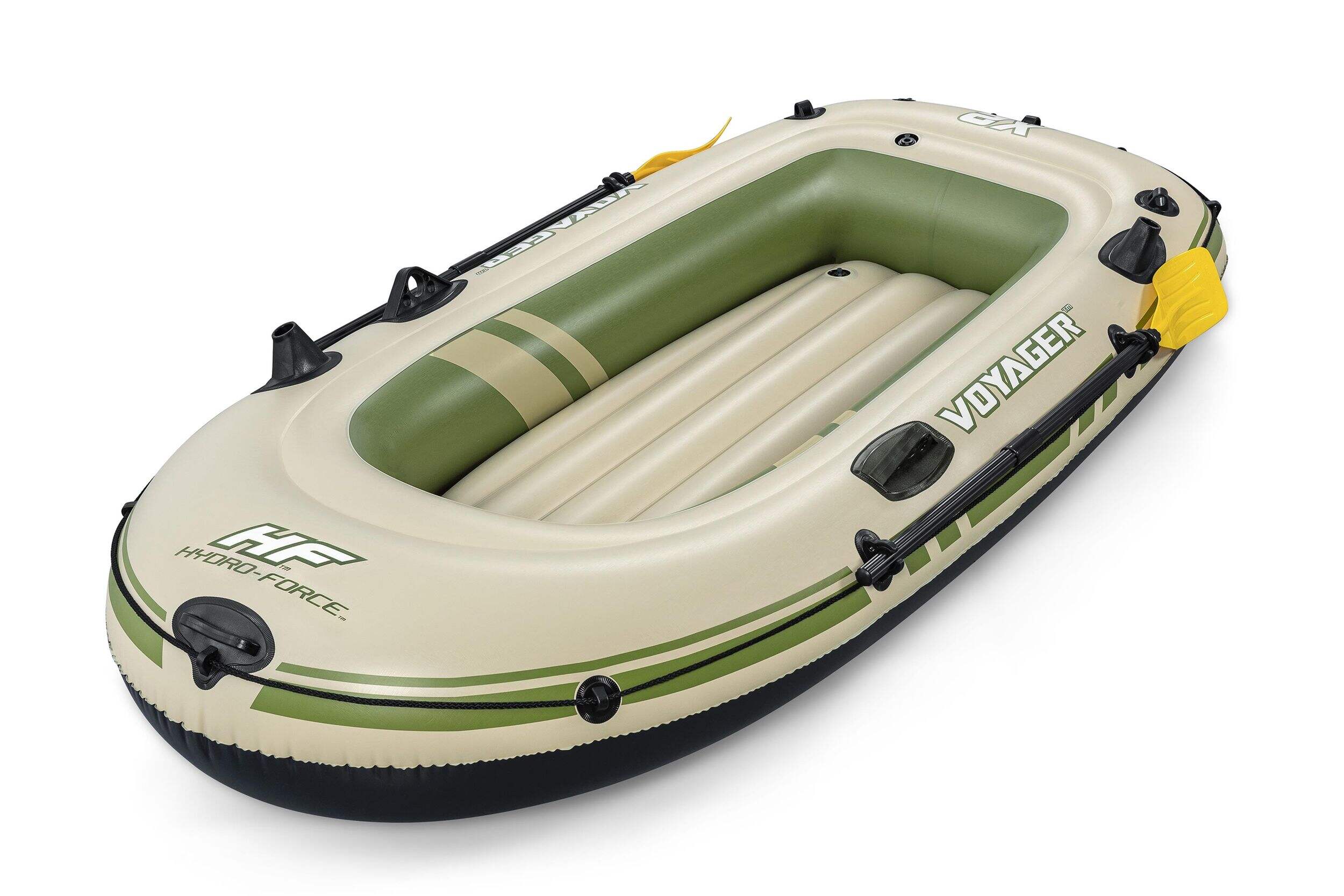 Bestway Hydro-Force™ Voyager X2 Inflatable Boat with Built-in Fishing Rod Holders Front_Three_Fourths_Angled_Left