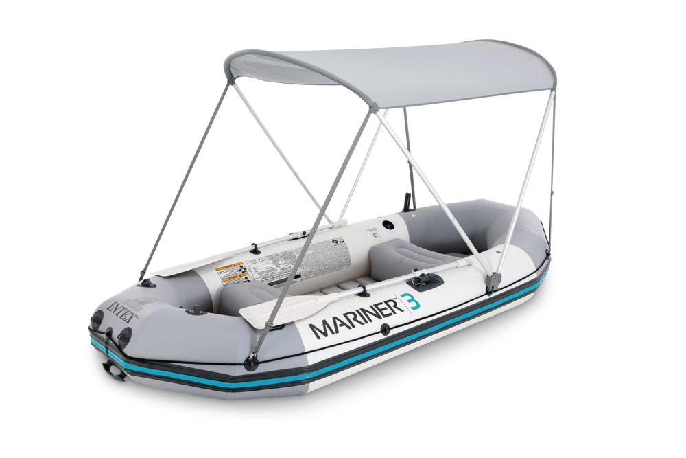 Intex Mariner Inflatable Boat with Canopy & Oars, PVC, Grey Canadian Tire