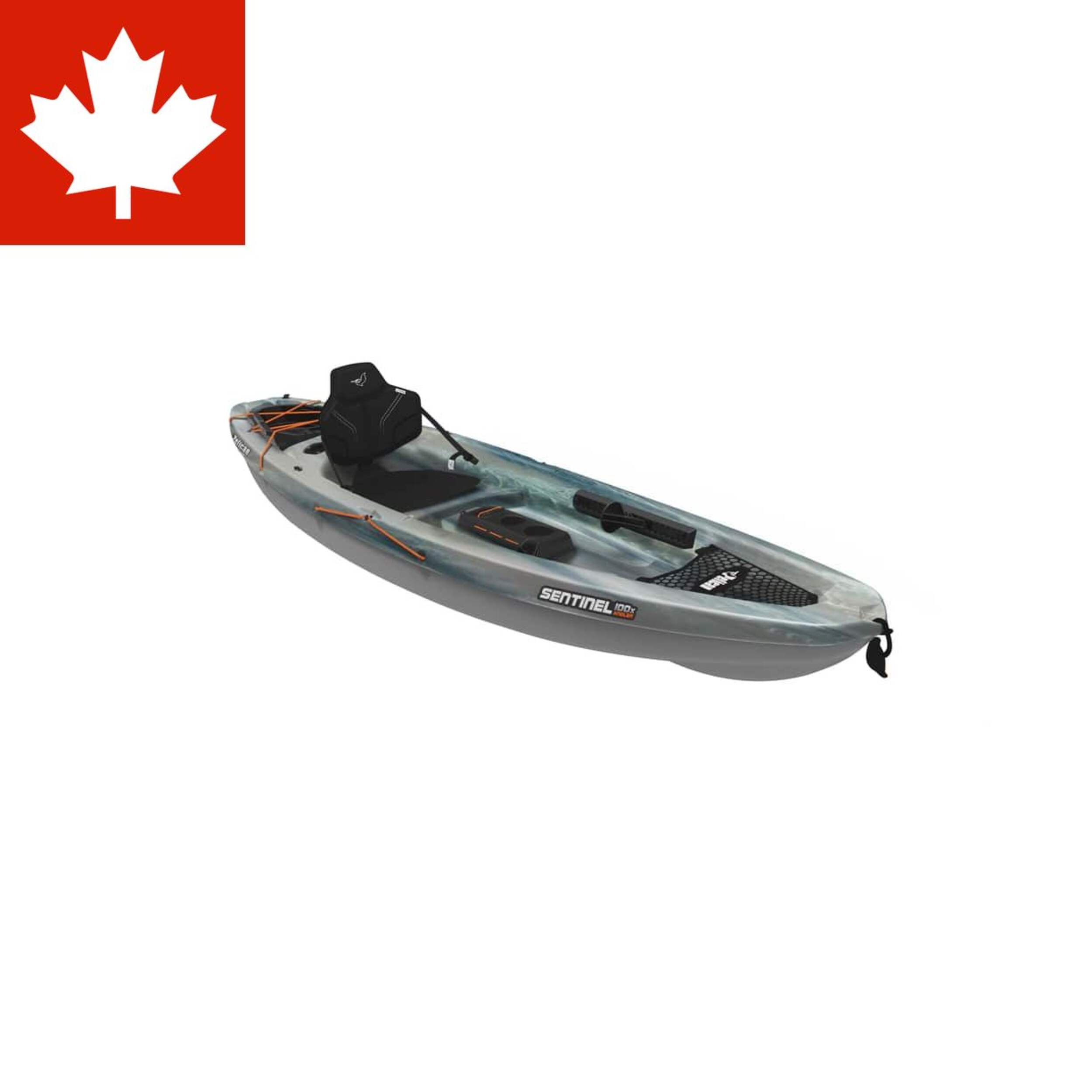 Pelican Sentinel 100X Angler Fishing Kayak, 1-Person, Forest Mist/Magnetic Grey Front_Three_Fourths_Angled_Right
