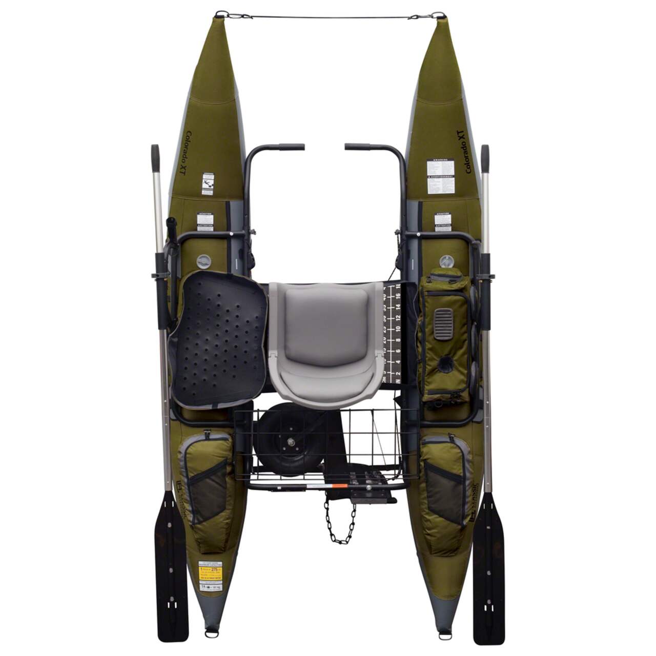 Colorado XT 1-Person Inflatable Fishing Pontoon Boat with Aluminum Oars &  Transport Wheel