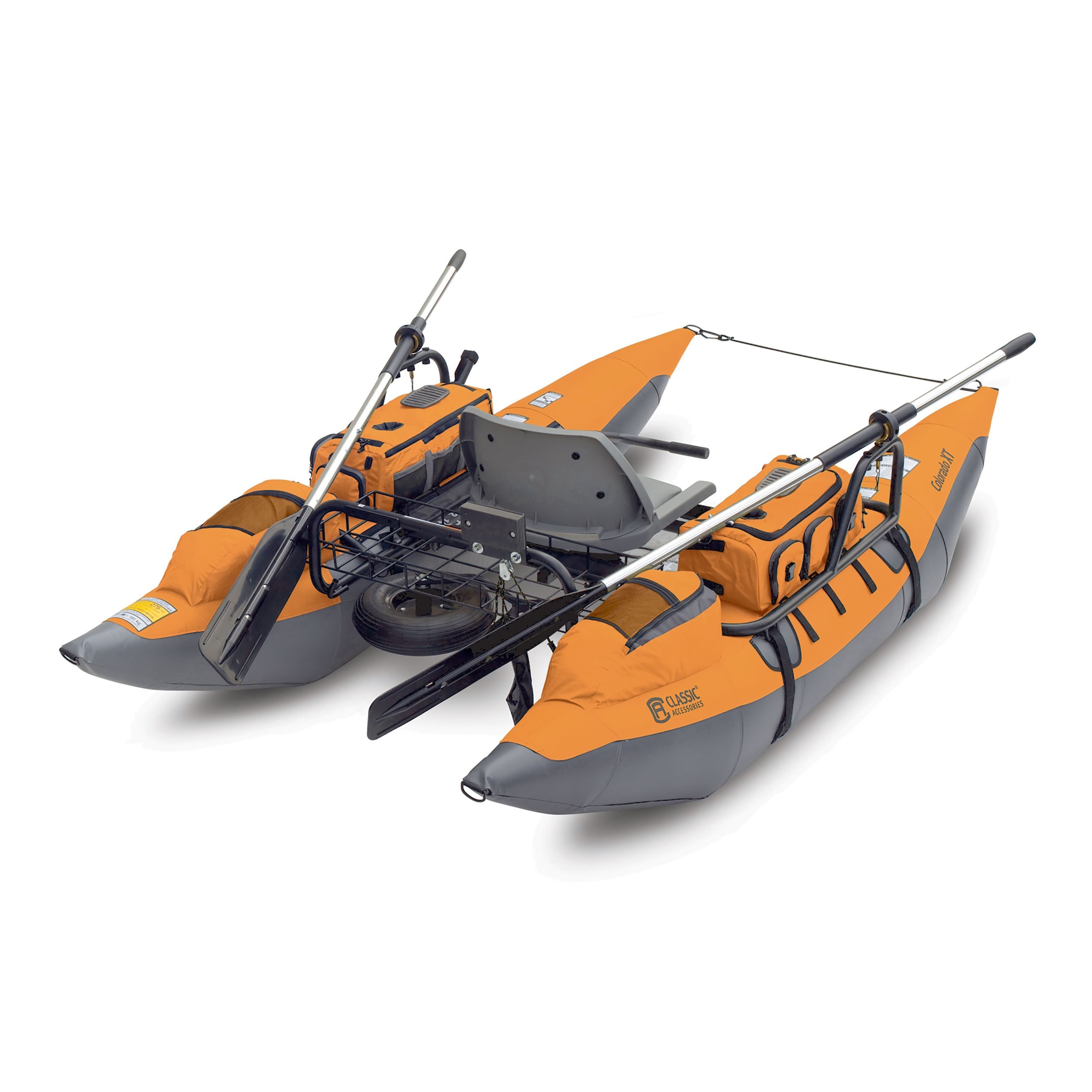 Colorado XT 1Person Inflatable Fishing Pontoon Boat with Aluminum Oars & Transport Wheel