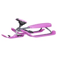 Stiga GT Racer Curve Kids' 1-Person Winter Snow Ski Sled w/ Steering Wheel & Brakes, Assorted Colours Front_Three_Fourths_Angled_Left