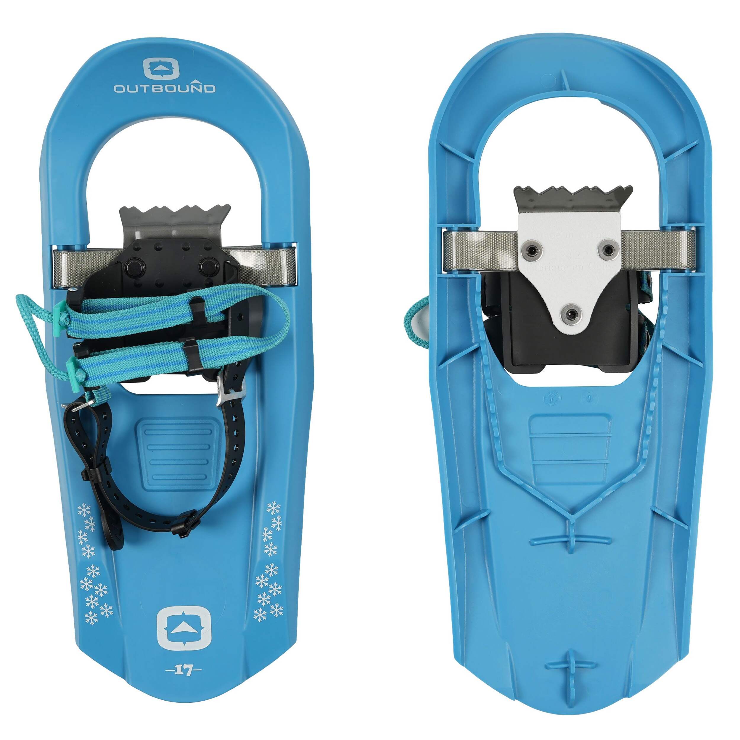 Outbound Kids' Lightweight Snowshoes w/ Adjustable One-Pull Bindings, 16-In Overhead_Flat