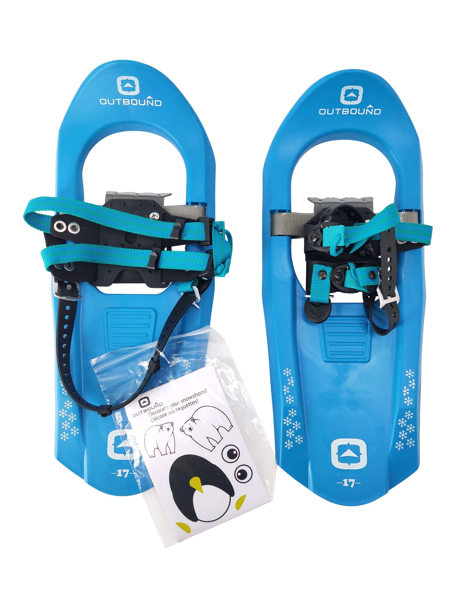 Outbound Kids' Lightweight Snowshoes w/ Adjustable One-Pull Bindings, 16-In Overhead_Flat