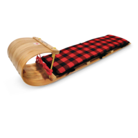 Streamridge Grizzly Kids' Traditional Vintage Wooden Winter Toboggan Sled & Seat Pad, 4-ft