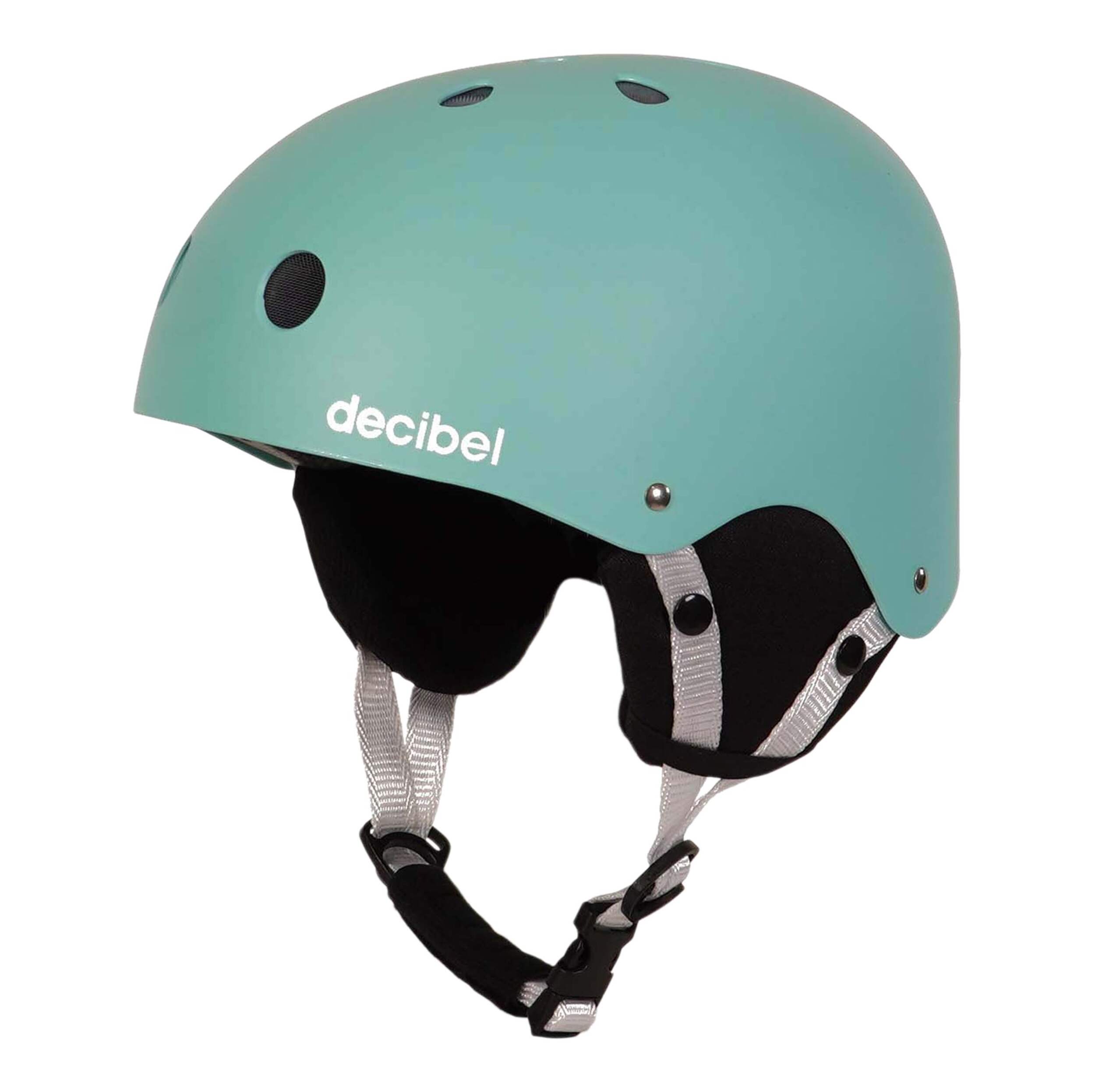Decibel Youth Kids' Protective Dial-Fit Ski/Snowboard Safety Helmet, Shockproof ABS, Aqua Front_Three_Fourths_Angled_Left