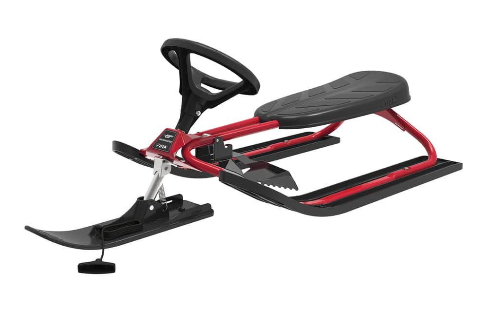 Stiga GT Kids' 1-Person Winter Snow Racer Ski Sled w/ Steering Wheel & Brakes, Red | Canadian Tire