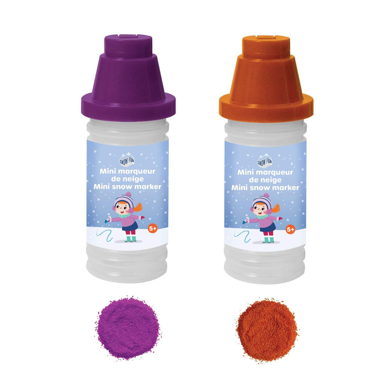 Jeu de mini marqueurs à neige multicolores pour enfants Snow Fun, jouet d'artiste  de neige extérieur, paq. 5, 5 ans et plus