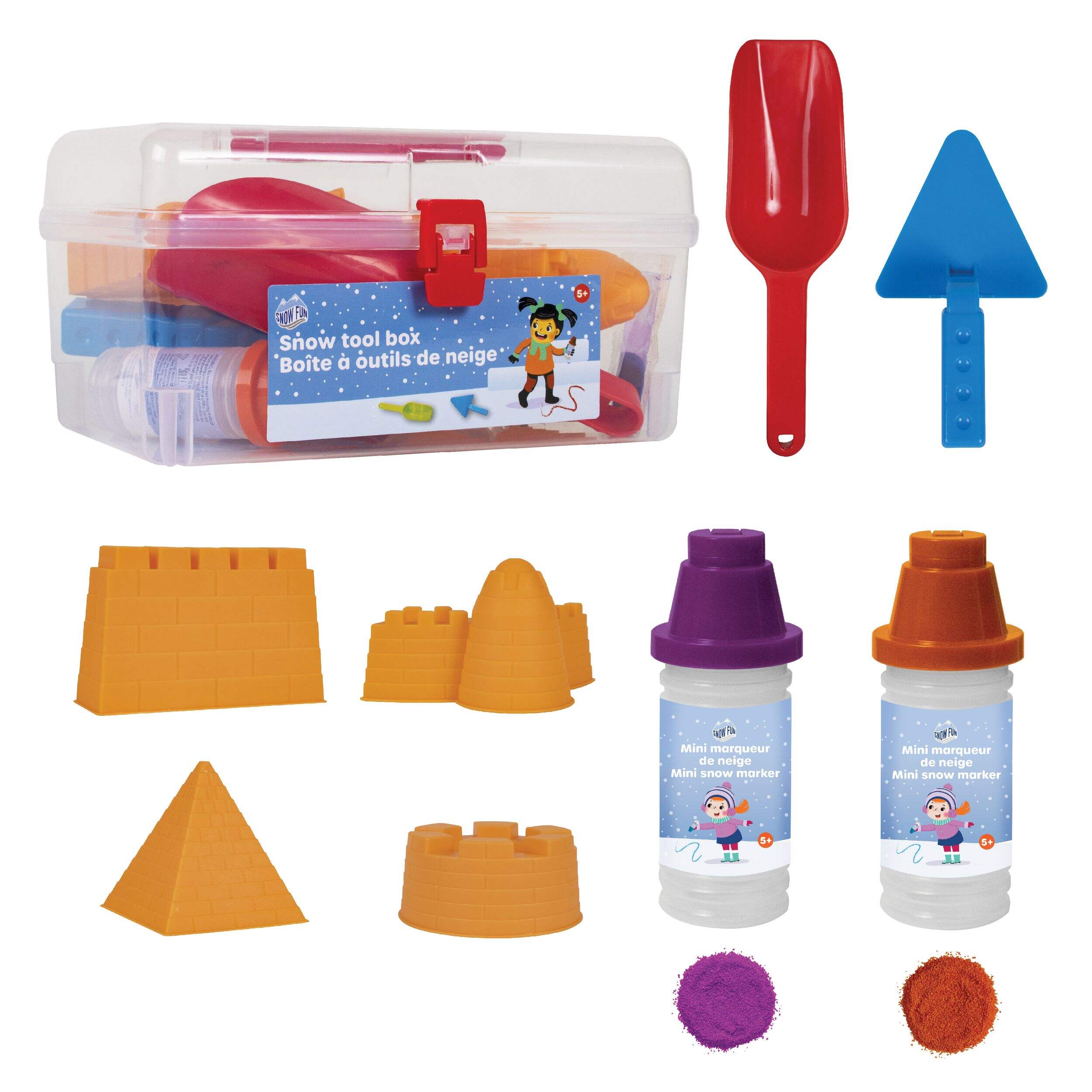 Snow Fun Kids' Snow Tool Box Set w/ Molds, Markers Winter Outdoor Snow Building/Art Toy, Ages 5+ Composite_or_Mixed